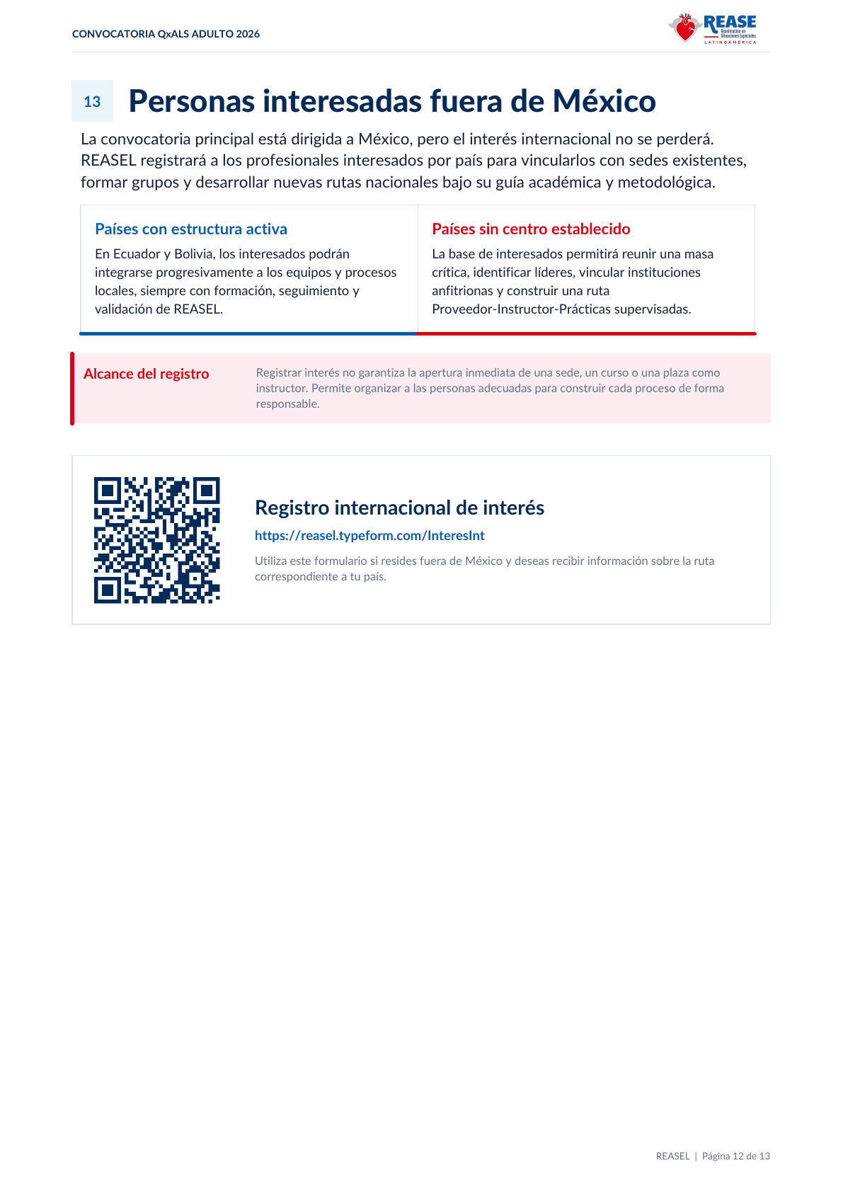 Convocatoria y bases QxALS Adulto 2026, documento oficial em espanhol, página 12 de 13