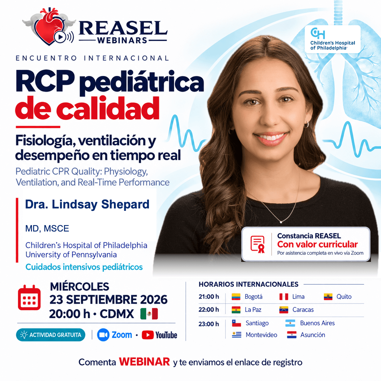 Qualidade da RCP pediátrica: fisiologia, ventilação e desempenho em tempo real — Dra. Lindsay Shepard, MD, MSCE